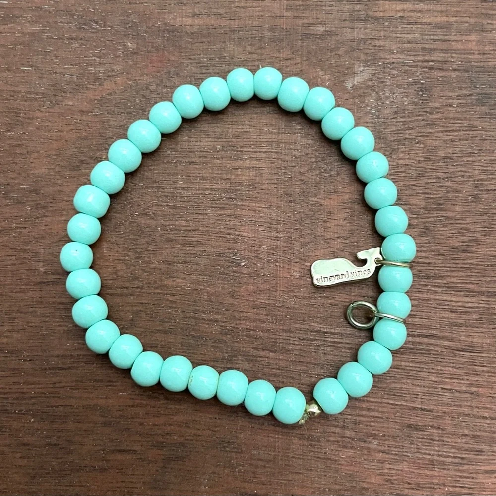 Vineyard Vines Seafoam Beaded Bracelet with Whale Charm